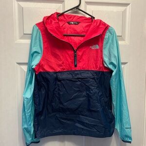 The North Face Red and Light Blue Jacket Windbreaker